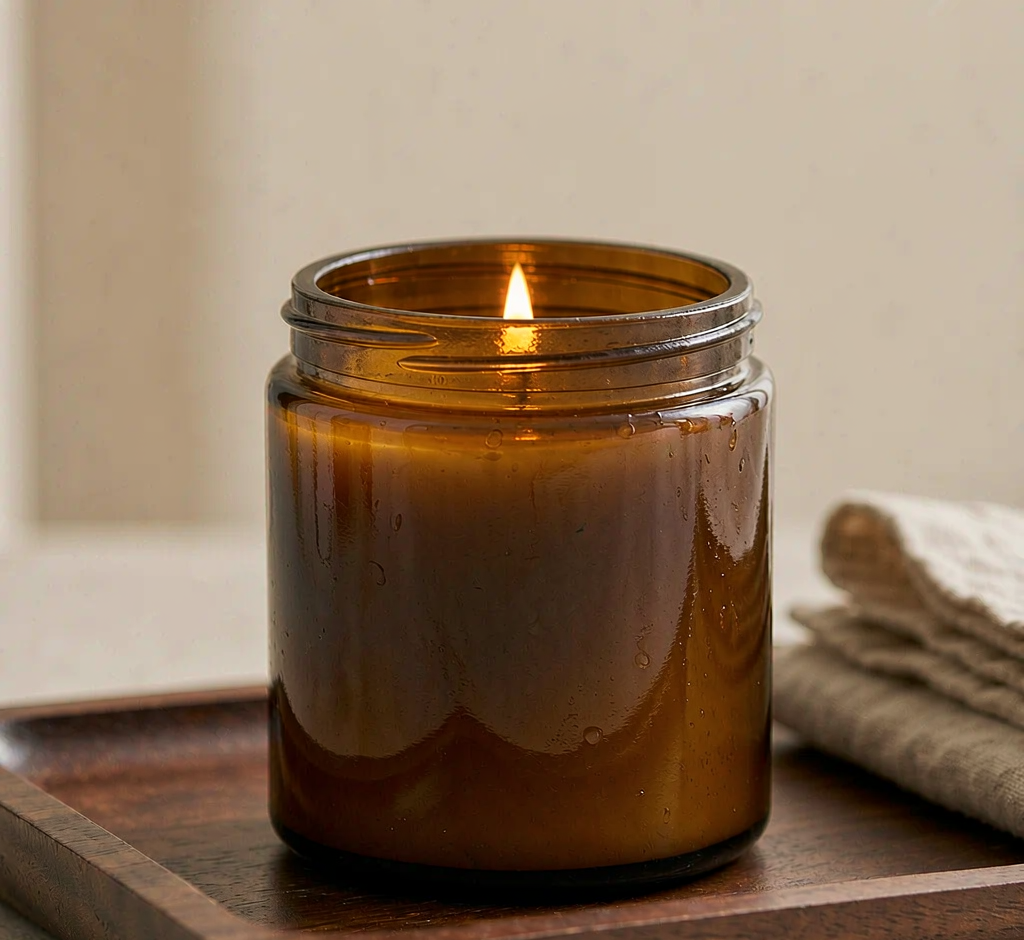 Amber & Cedar Soy Candle · 12 oz - detail