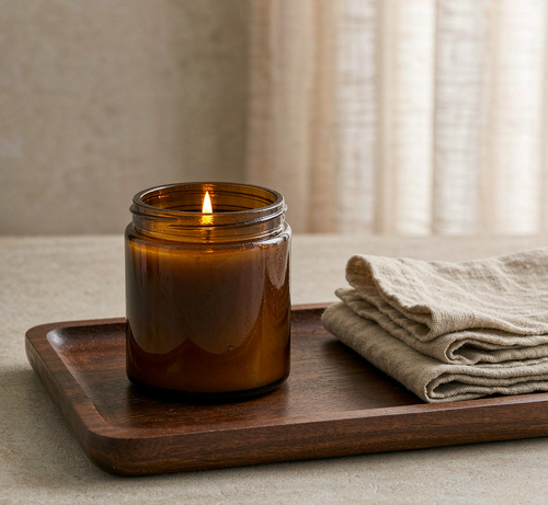 Amber & Cedar Soy Candle · 12 oz