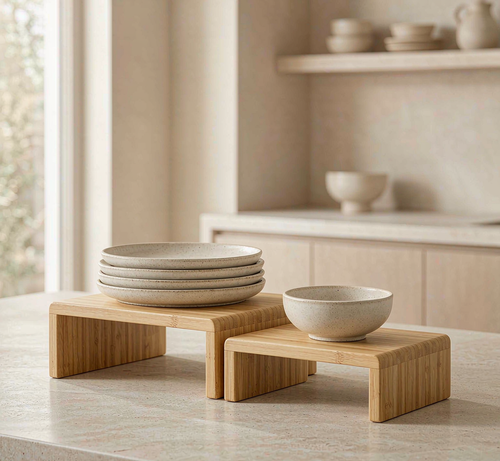 Bamboo Shelf Risers · Set of 2