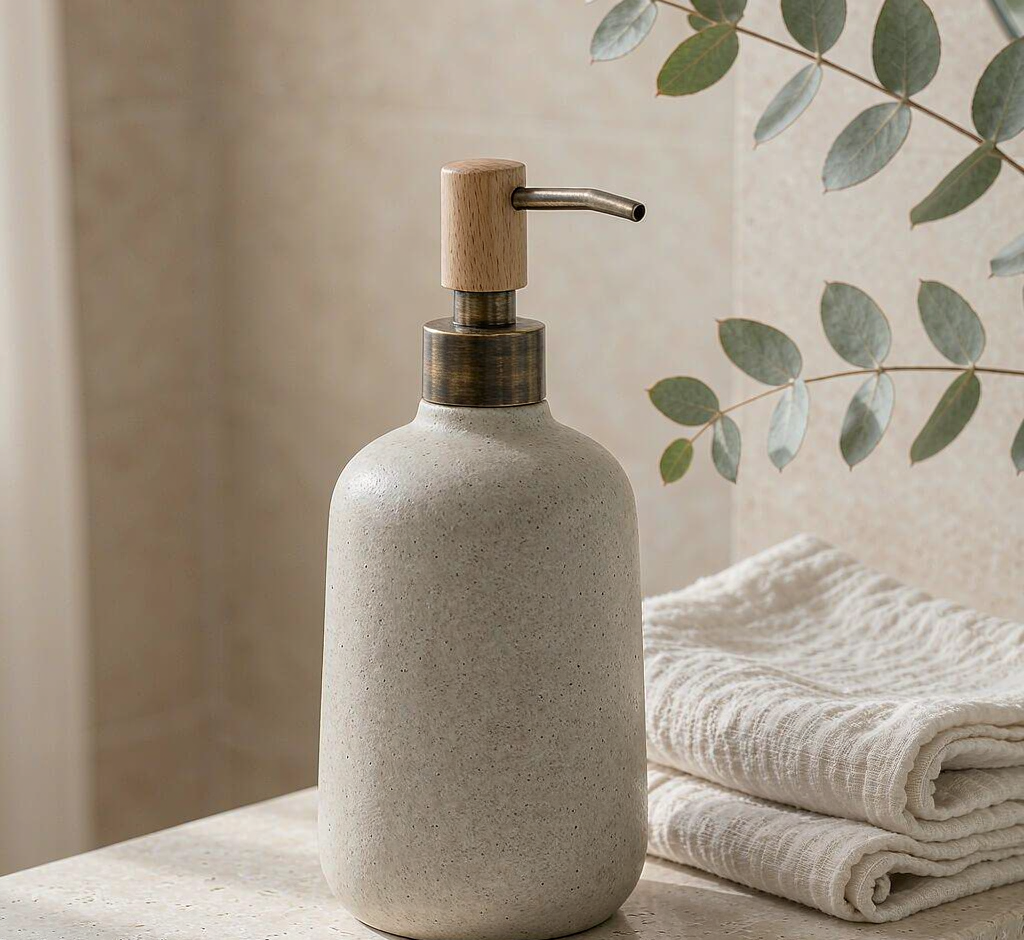Stoneware Soap Dispenser - angle